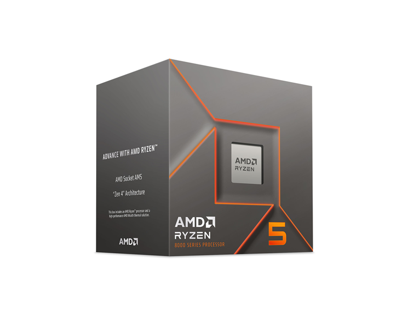 AMD 100-100001591MPK Ryzen 5 8400F 6 Cores / 12 Threads, 65 watts, Max Freq 4.7Ghz, 22MB Cache, Wraith Stealth cooler