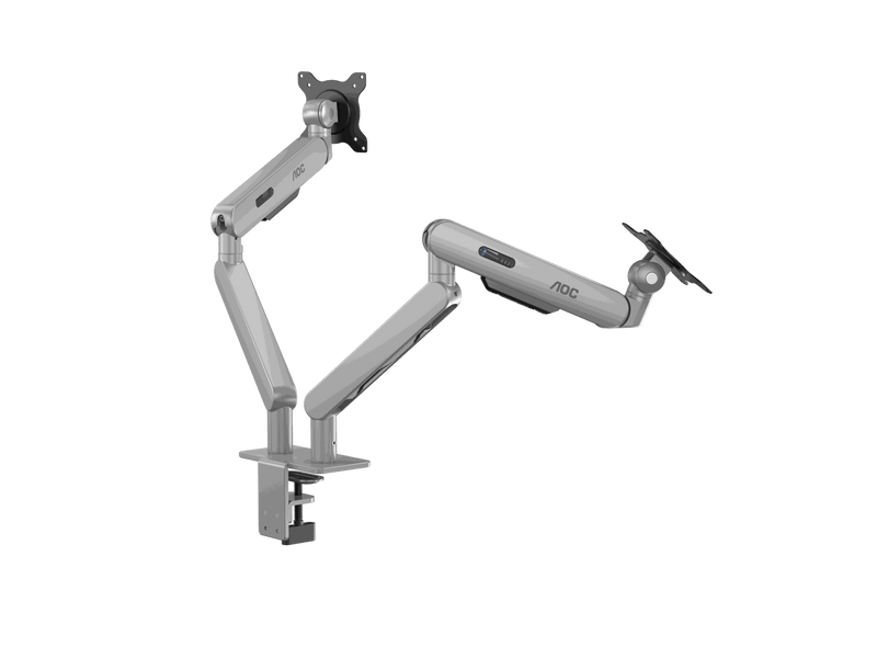 AOC AM420S Dual Monitor Arm. 17"-34", Durable Mechanical Spring, Silver.