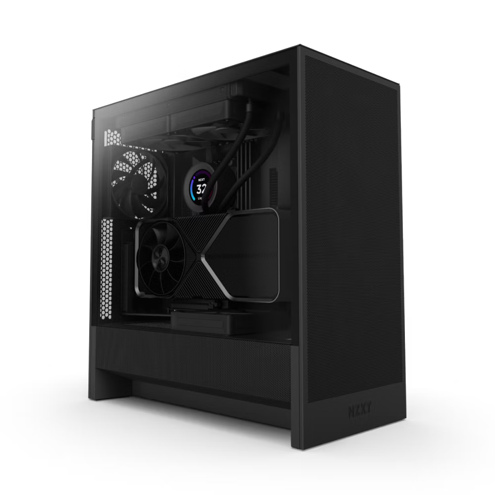 NZXT CC-H52FB-01 H5 FLOW 2024 ATX MID TOWER CASE. 2*120mm Case Fans included, Black