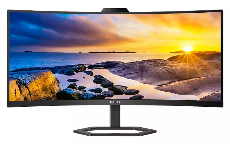 Philips 34E1C5600HE 34" (21:9) WQHD UltraWide Curved Monitor. VA, 3440x1440, 1ms, 100Hz, HDMI, DP, USB-C/65W PD, H/Adj, Webcam, MultiVeiw, Speaker, 3YR