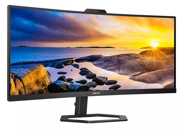 Philips 34E1C5600HE 34" (21:9) WQHD UltraWide Curved Monitor. VA, 3440x1440, 1ms, 100Hz, HDMI, DP, USB-C/65W PD, H/Adj, Webcam, MultiVeiw, Speaker, 3YR