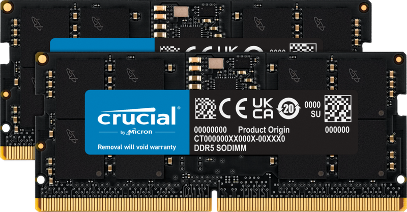 Crucial CT2K16G48C40S5 32GB (2x16GB) DDR5 SODIMM 4800MHz C40 1.1V Notebook Laptop Memory