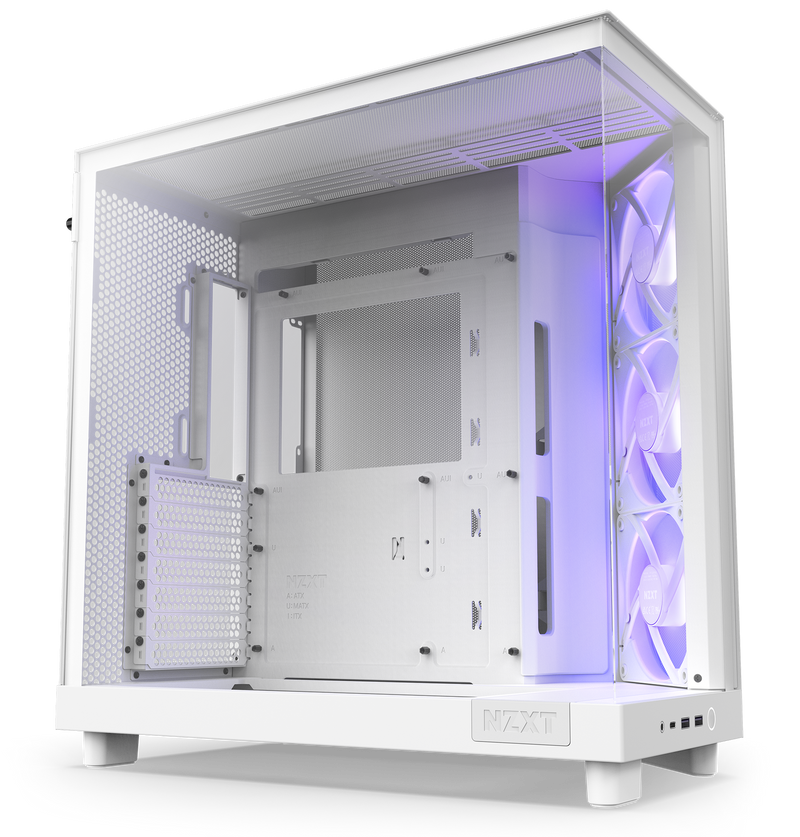 NZXT CC-H61FW-R1 H6 Flow RGB (2023) Compact Dual-chamber ATX Case with RGB Fans - All White Color