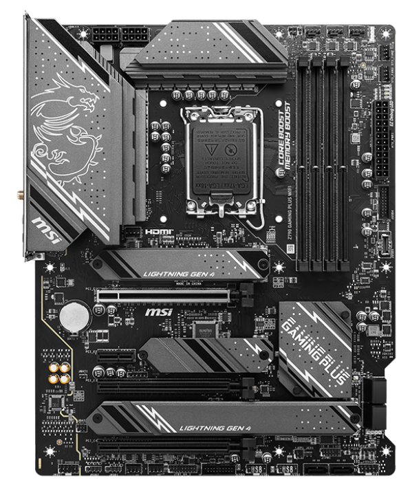 MSI Z790 Gaming PLUS WIFI Intel E-ATX Motherboard, 4x DDR5~192GB, 3x PCI-E x 16, 2x PCI-E x 1, 3x M.2, 4x SATA, 7x USB 3.2, 1x USB-C