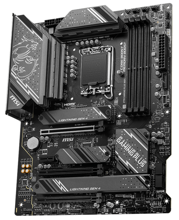 MSI Z790 Gaming PLUS WIFI Intel E-ATX Motherboard, 4x DDR5~192GB, 3x PCI-E x 16, 2x PCI-E x 1, 3x M.2, 4x SATA, 7x USB 3.2, 1x USB-C