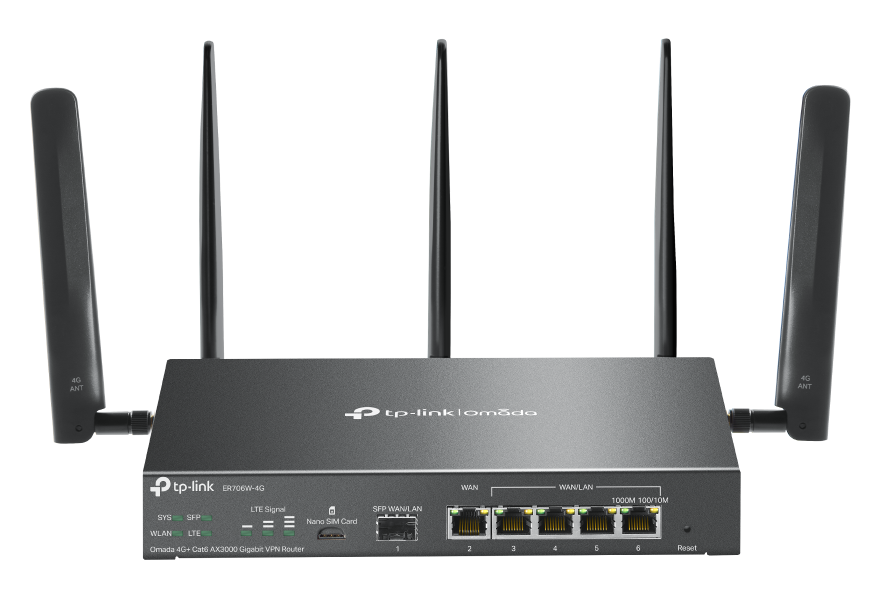 TP-Link ER706W-4G Omada 4G+ Cat6 AX3000 Gigabit VPN Router