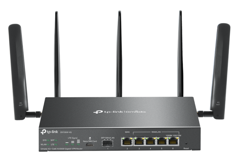 TP-Link ER706W-4G Omada 4G+ Cat6 AX3000 Gigabit VPN Router