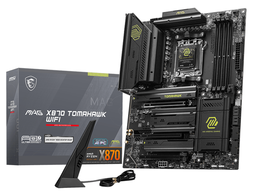 MSI MAG X870 TOMAHAWK WIFI, AMD AM5 ATX Motherboard 4x DDR5~256GB, 3x PCIe x16, 4x M.2, 5x USB 3.2, 4x USB2.0, 3x USB-C