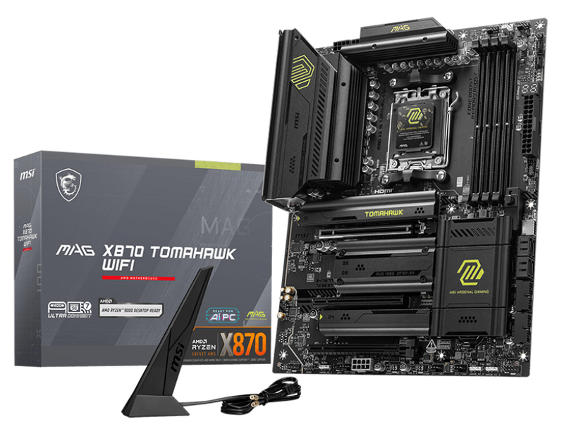 MSI MAG X870 TOMAHAWK WIFI, AMD AM5 ATX Motherboard 4x DDR5~256GB, 3x PCIe x16, 4x M.2, 5x USB 3.2, 4x USB2.0, 3x USB-C