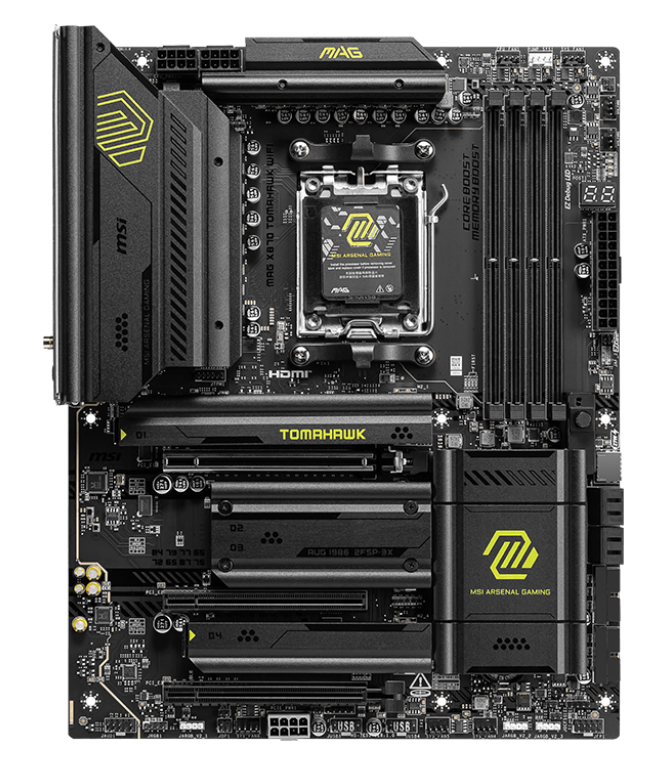 MSI MAG X870 TOMAHAWK WIFI, AMD AM5 ATX Motherboard 4x DDR5~256GB, 3x PCIe x16, 4x M.2, 5x USB 3.2, 4x USB2.0, 3x USB-C