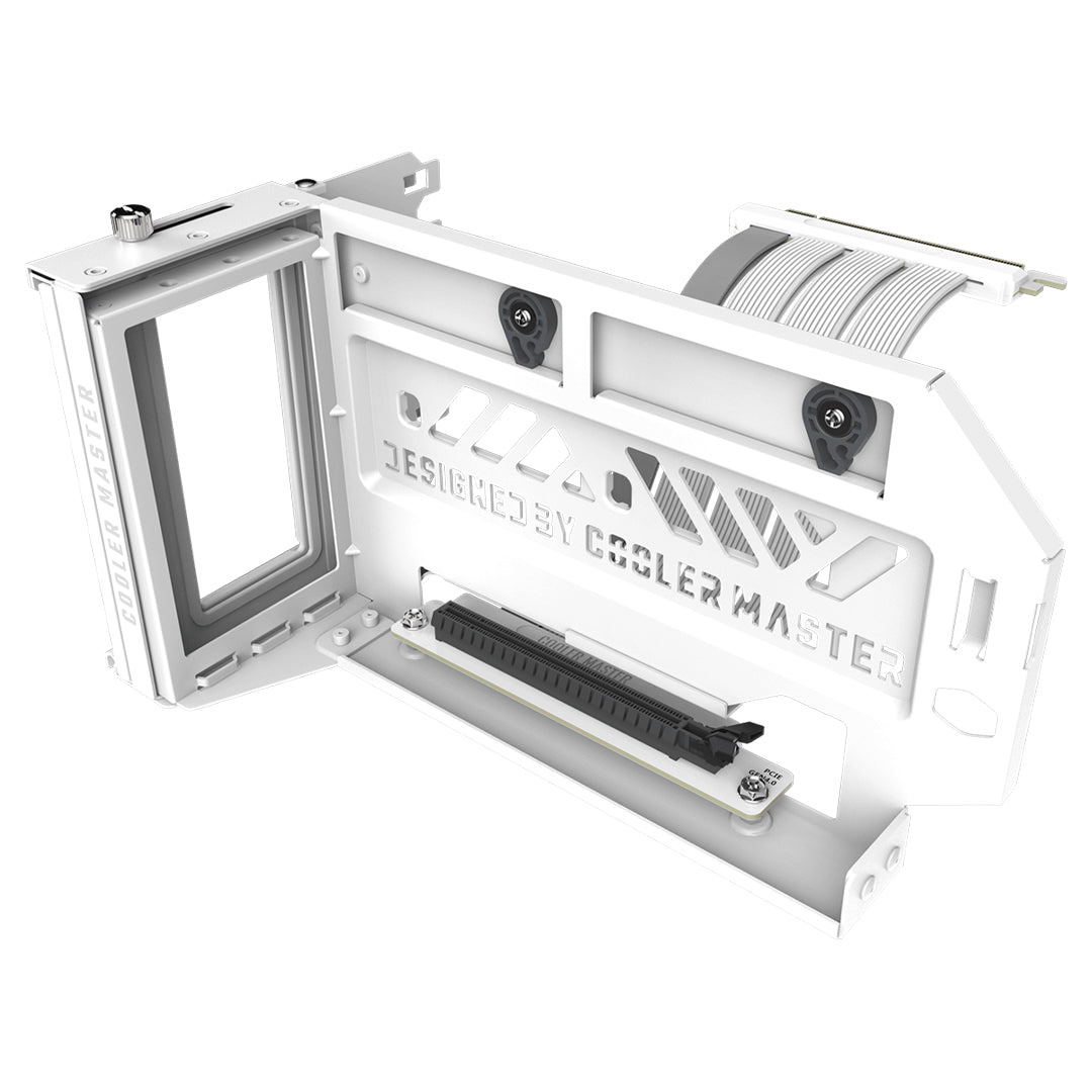 Cooler Master MCA-U000R-WFVK03 White Universal Vertical VGA Card Holder V3 + PCI-E x16 4.0 165mm Riser Cable, Support 7 PCIE slots chassis