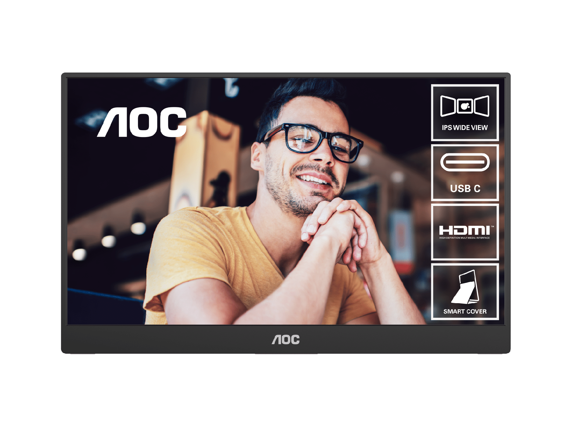 AOC 16T10 15.6" Portable Monitor. IPS, 5ms, Full HD, 1920 x 1080, USB-C Powered