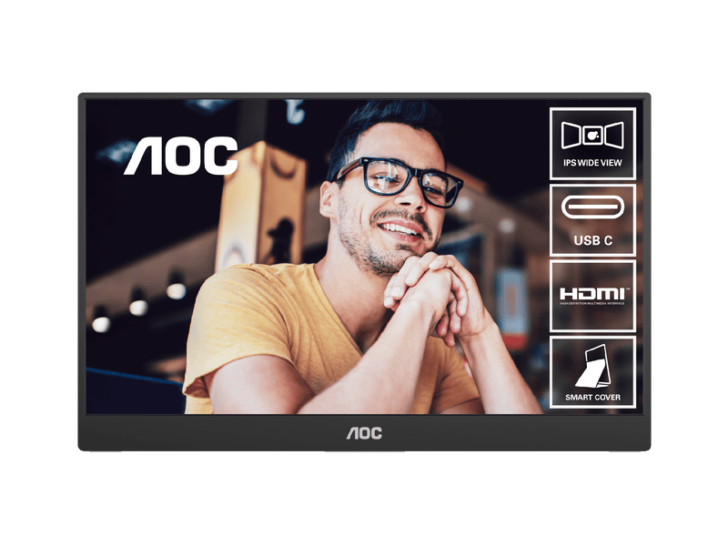 AOC 16T10 15.6" Portable Monitor. IPS, 5ms, Full HD, 1920 x 1080, USB-C Powered