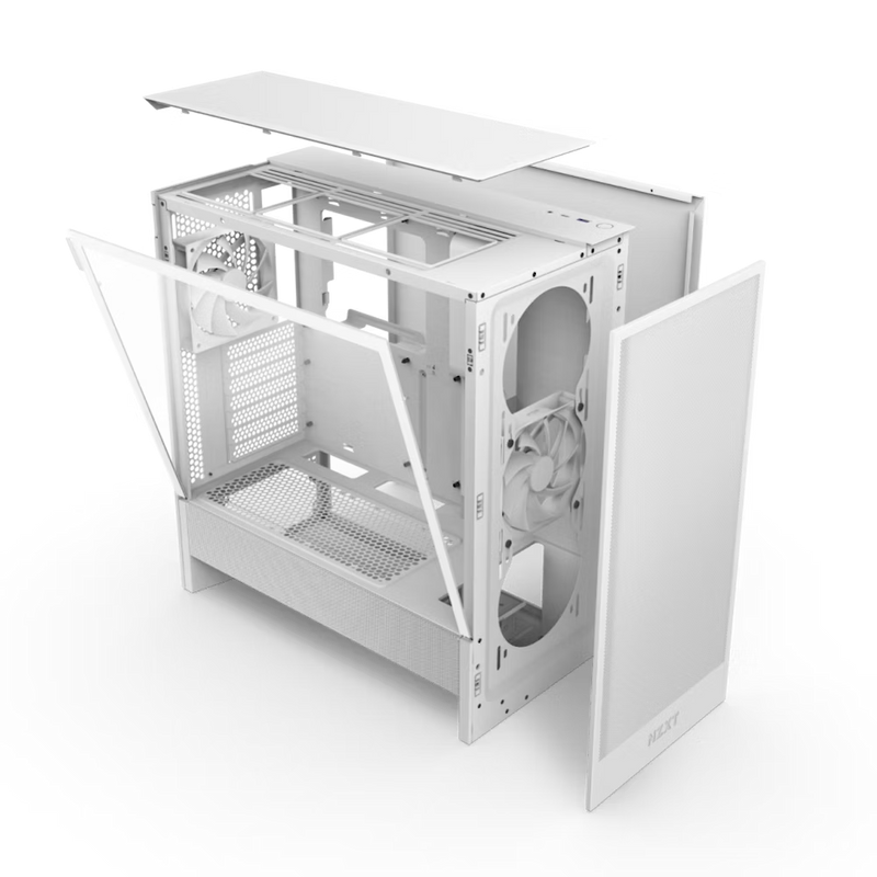 NZXT CC-H52FW-01 H5 FLOW 2024 ATX MID TOWER CASE. 2*120mm Case Fans included, White