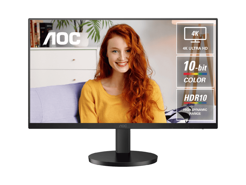 AOC U27B3AF 27" 4K IPS Monitor. 3840 x 2160 (UHD), IPS, 10-bit color, HDR 10, Built-in Speaker, Flicker Free