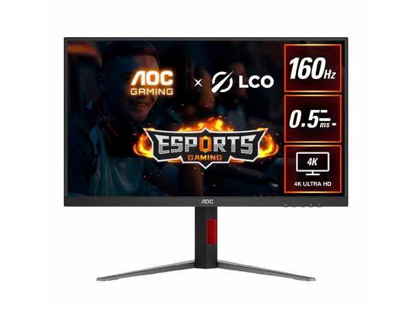 AOC U27G42 27" 4K Gaming Monitor. 3840 × 2160 (UHD), Fast IPS, 160Hz, 0.5ms, DisplayHDR 400, Adaptive Sync. HDMI 2.1 × 2, DisplayPort 1.4 × 1