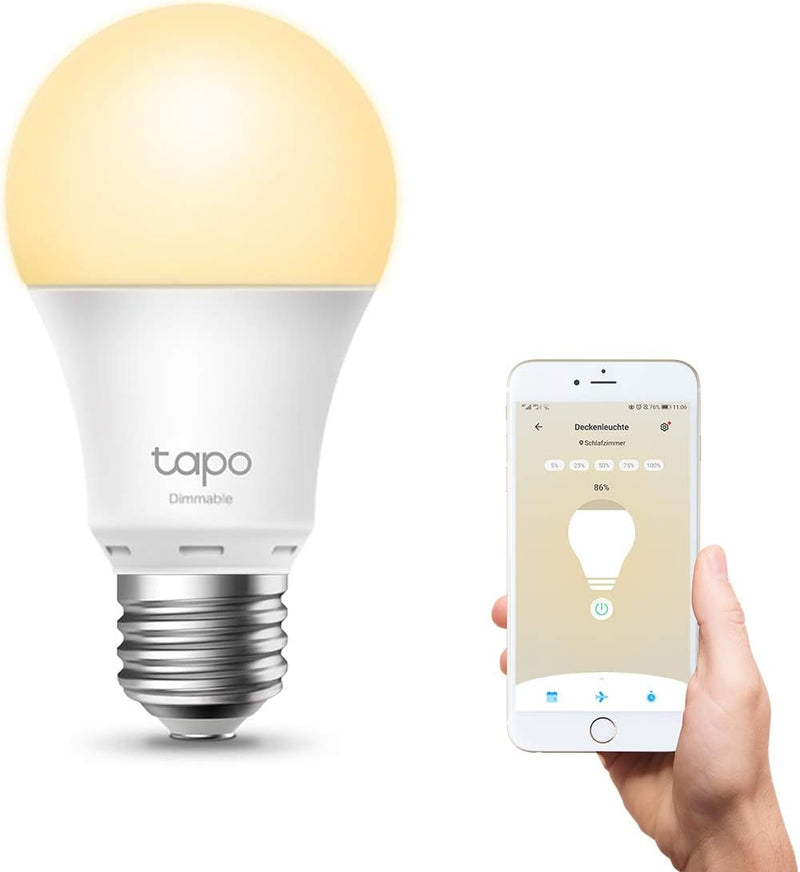 TP-Link Tapo L510E Smart Wi-Fi Light Bulb, Dimmable, E27 base, 2700K, 220V, 50/60 Hz, 60W Equivalent, Energy Class A+, 2.4GHz, 802.11b/g/n, Tapo APP, Works with Alexa and Google Assistant, Timer and Schedule settings