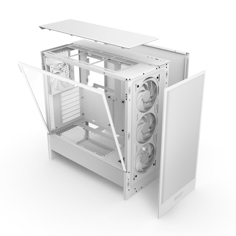 NZXT CC-H52FW-R1 H5 FLOW RGB 2024 ATX MID WITH RGB FANS. 1*360mm RGB Fan and 1*120mm Case Fan included, White