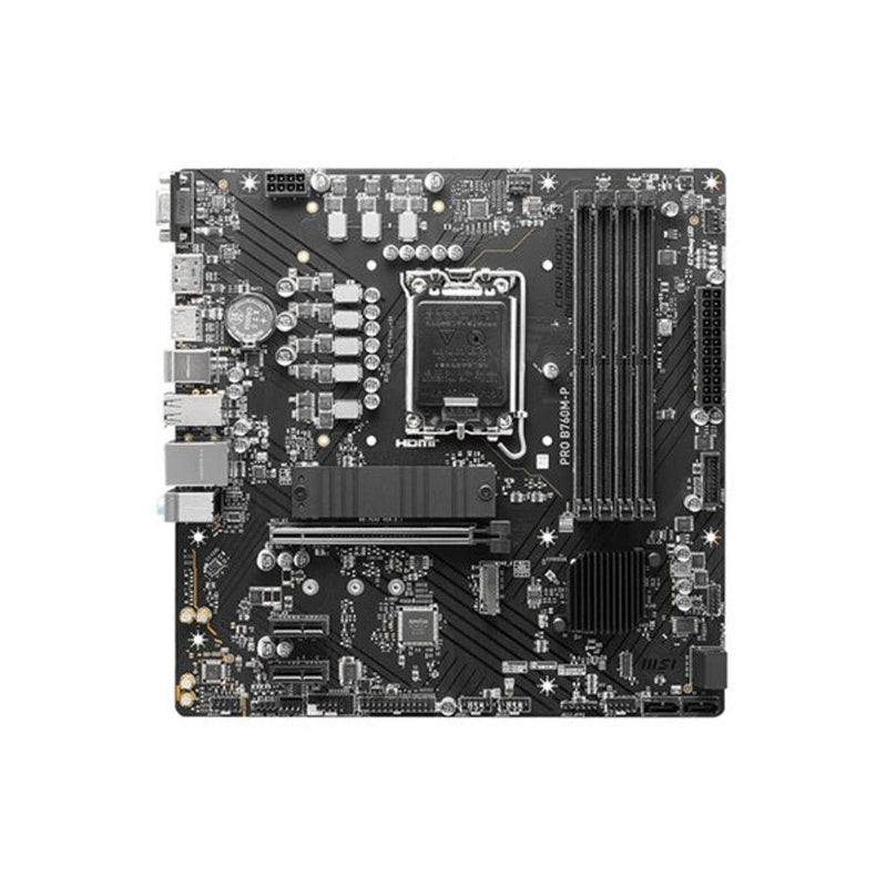 MSI PRO B760M-P mATX Motherboard, 4x DDR5~192GB, 1x PCI-E x 16, 2x PCI-E x 1, 2x M.2, 4x SATA, 1x USB 3.2 , 4x USB 2.0, 1x USB-C