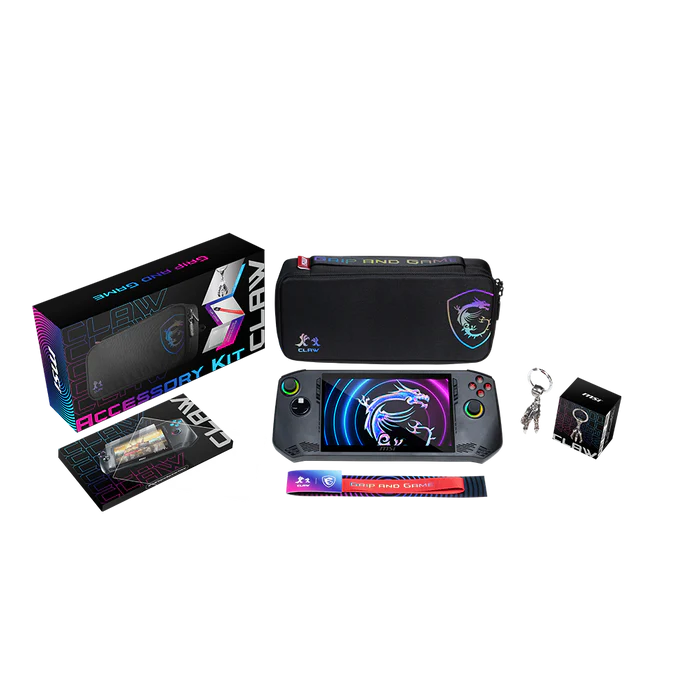 MSI CLAW ACCESSORY KIT. MSI Claw Travel Case, MSI Claw Lanyard, MSI Claw Keychain, 7'' MSI Claw Tempered Glass Screen Protector