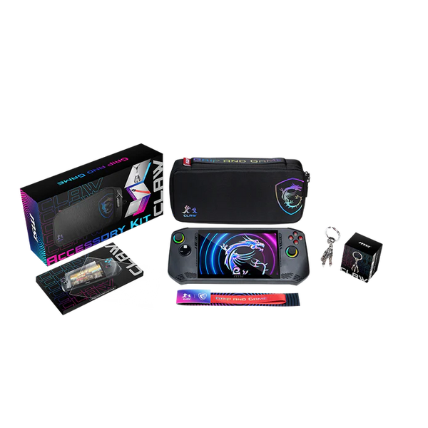 MSI CLAW ACCESSORY KIT. MSI Claw Travel Case, MSI Claw Lanyard, MSI Claw Keychain, 7'' MSI Claw Tempered Glass Screen Protector