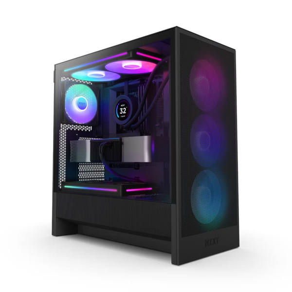 NZXT CC-H52FB-R1 H5 FLOW RGB 2024 ATX MID WITH RGB FANS. 1*360mm RGB Fan and 1*120mm Case Fan included, Black