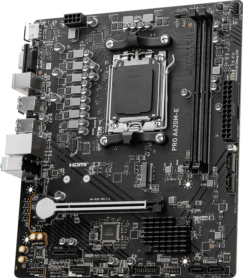 MSI PRO A620M-E AM5 Micro-ATX Motherboard. DDR5, PCIE 4.0