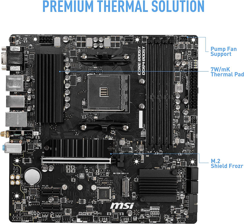 MSI B550M PRO-VDH WIFI mATX Motherboard, DDR4 PCIe 4.0 M.2 HDMI