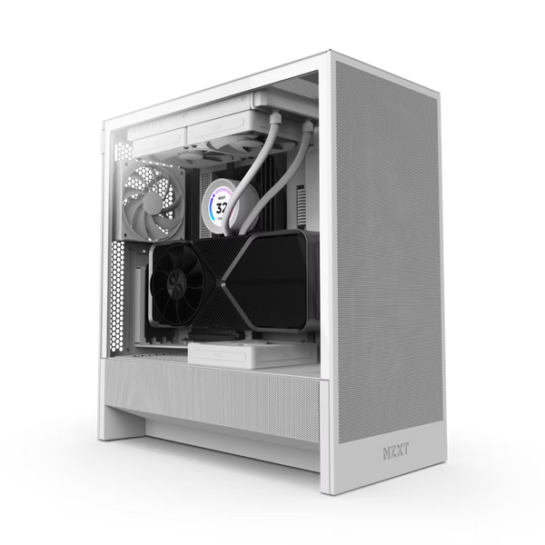 NZXT CC-H52FW-01 H5 FLOW 2024 ATX MID TOWER CASE. 2*120mm Case Fans included, White