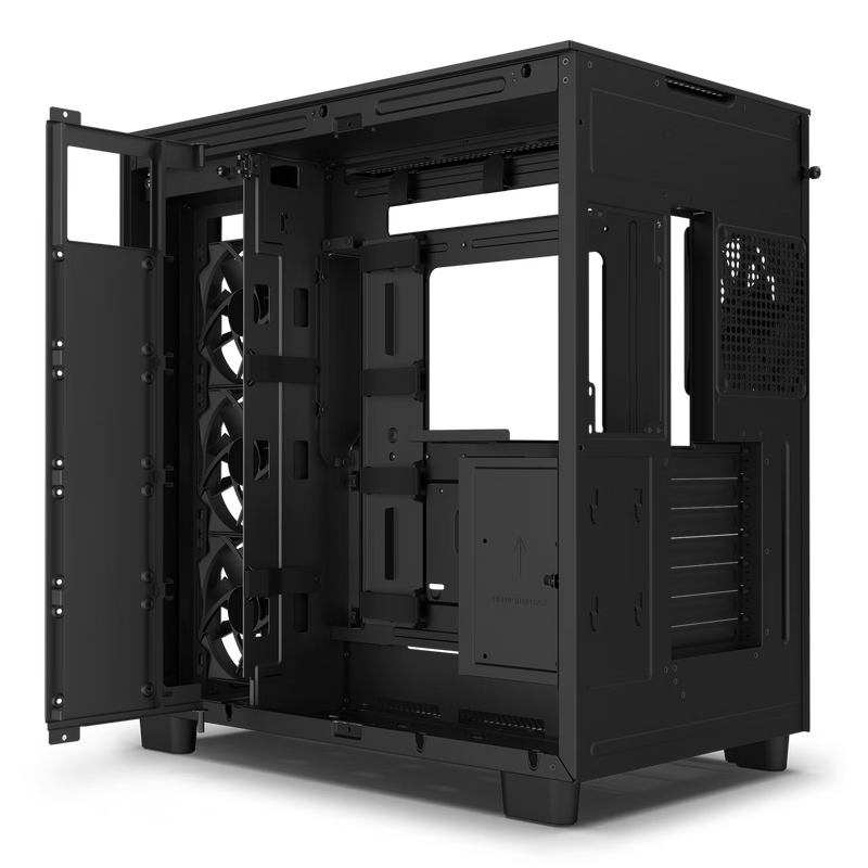 NZXT CM-H91FB-S1 H9 Flow (2023) Dual-Chamber Mid-Tower Case without Fans (SI) - All Black