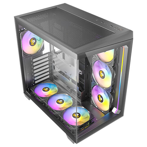 Antec C5 ARGB ATX, mATX Seamless Edge to Edge, Black Gaming Case, 270 degrees, 7x ARGB + PWM FAN Controller, Back Connect Motherboard, Dual Chamber