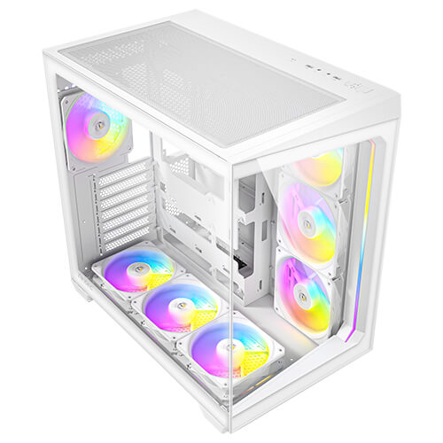 Antec C5 ARGB White ATX, mATX Seamless Edge to Edge, White Gaming Case, 270 degrees, 7x ARGB + PWM FAN Controller, Back Connect Motherboard, Dual Chamber