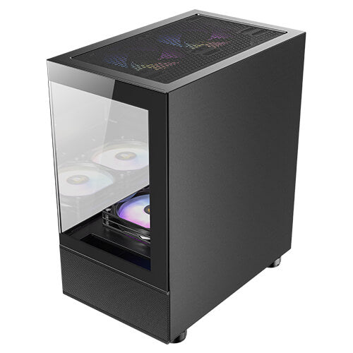 Antec CX200M RGB Elite, mATX, 270 degrees view, USB 3.0 x 2, Audio I/O Bottom. Mesh front and bottom. Clear Glass View, 5x RGB Fans. Gaming Case