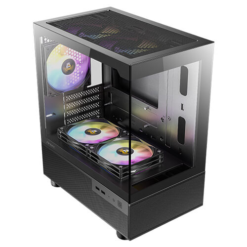 Antec CX200M RGB Elite, mATX, 270 degrees view, USB 3.0 x 2, Audio I/O Bottom. Mesh front and bottom. Clear Glass View, 5x RGB Fans. Gaming Case