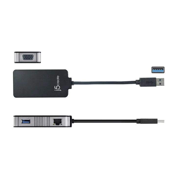 J5create USB 3.0 (M) to VGA & Gigabit LAN, USB 3.0 Display Adapter (J5-JUA-370)