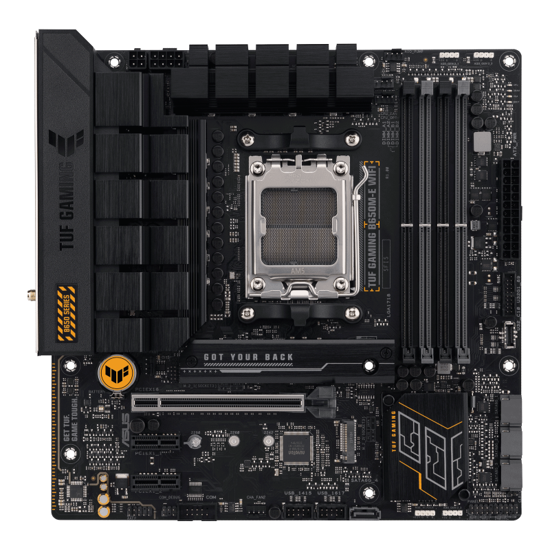 ASUS TUF GAMING B650M-E WIFI (AM5) Micro-ATX Motherboard 4xDDR5, 128GB, 1 x PCIe 4.0 x16, 2 x M.2 slots, 4 x SATA, Wi-Fi 6, 2.5Gb Ethernet