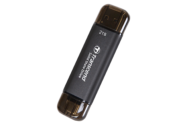 Transcend TS2TESD310C 2TB ESD310 Portable SSD.  Black, USB Type C/Type A, Up to 1,050 MB/s