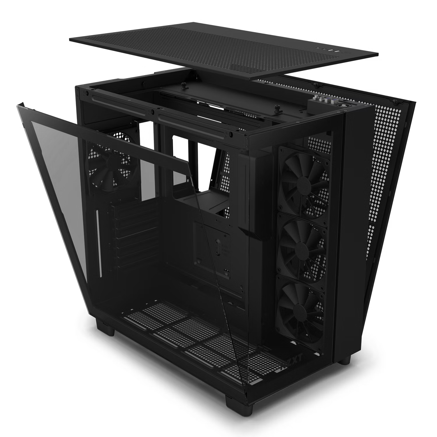 NZXT CM-H91FB-S1 H9 Flow (2023) Dual-Chamber Mid-Tower Case without Fans (SI) - All Black