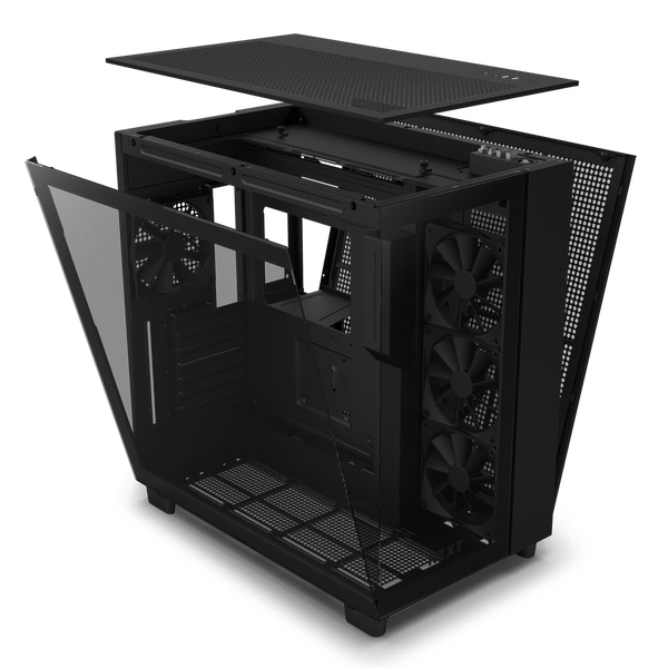 NZXT CM-H91FB-S1 H9 Flow (2023) Dual-Chamber Mid-Tower Case without Fans (SI) - All Black