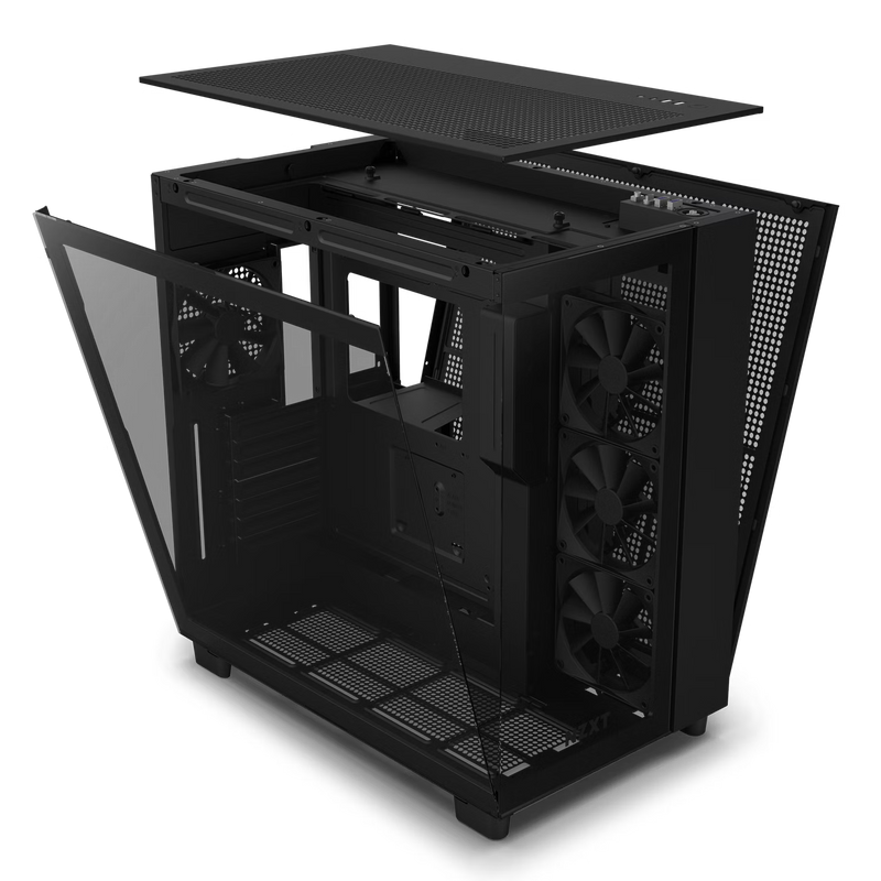 NZXT CM-H91FB-S1 H9 Flow (2023) Dual-Chamber Mid-Tower Case without Fans (SI) - All Black