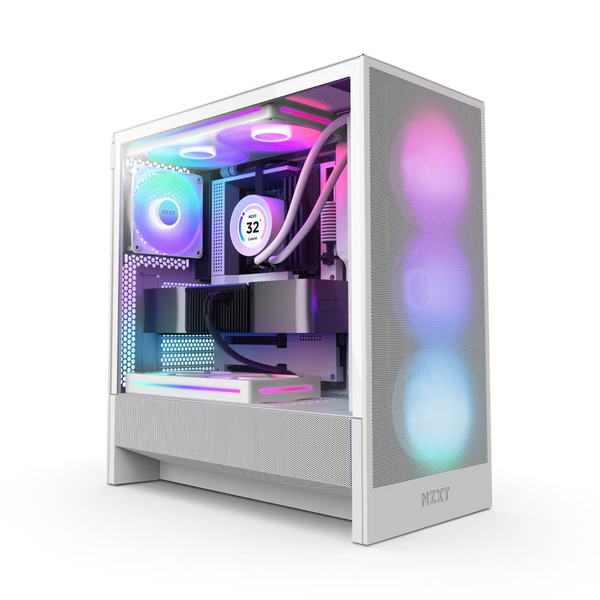 NZXT CC-H52FW-R1 H5 FLOW RGB 2024 ATX MID WITH RGB FANS. 1*360mm RGB Fan and 1*120mm Case Fan included, White