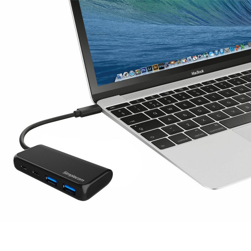 Simplecom CH381 USB 3.1 Type C (USB-C) 4 Port Hub (2x USB-A and 2x USB-C)