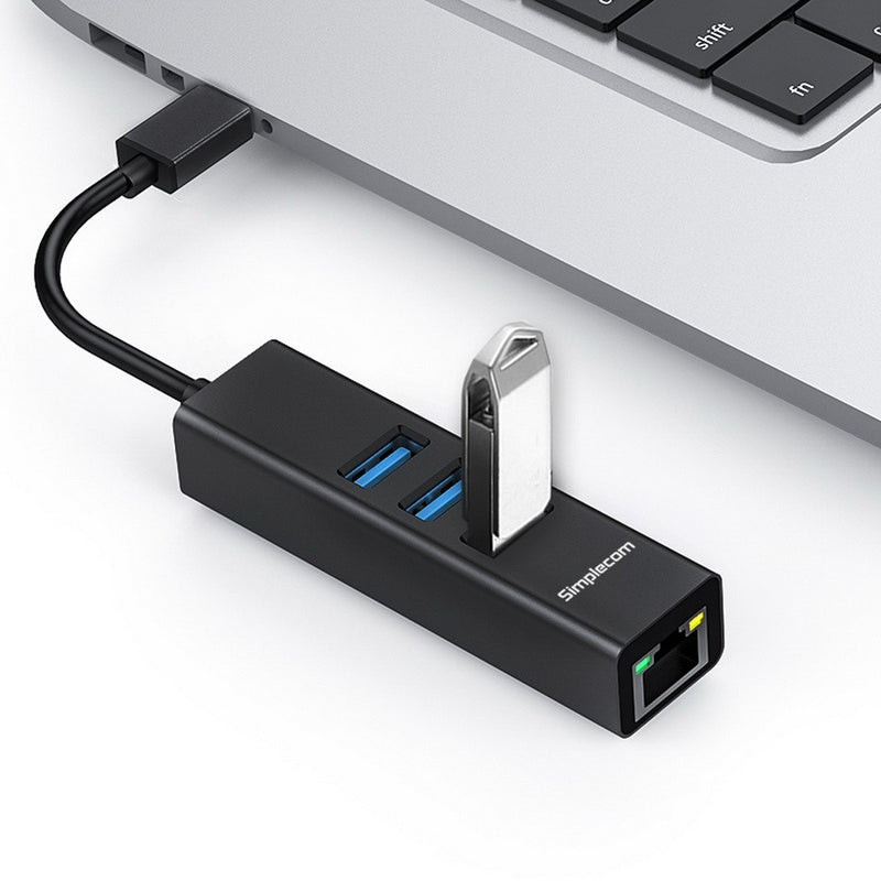 Simplecom CHN421 Aluminium USB-C to 3 Port USB HUB with Gigabit Ethernet Adapter