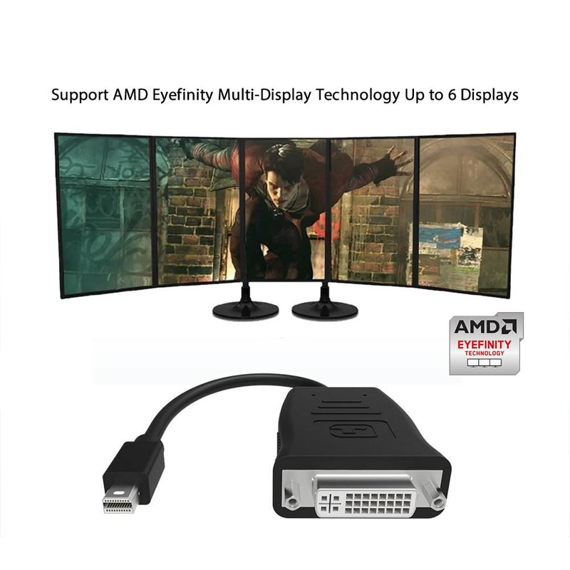 Simplecom DA102 Active Mini DisplayPort to DVI Adapter 4K UHD (Thunderbolt and Eyefinity Compatible)