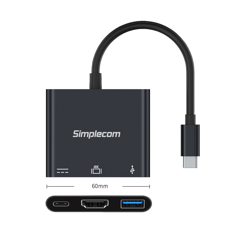 Simplecom DA310 USB 3.1 Type C to HDMI USB 3.0 Adapter with PD Charging (Support DP Alt Mode)