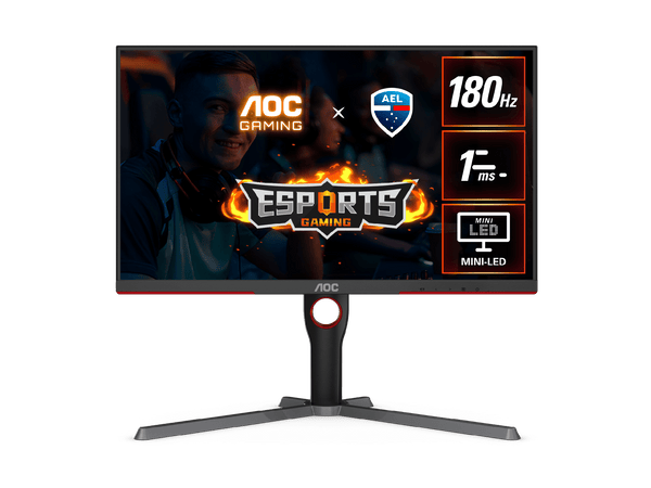 AOC Q27G3XMN 27" Mini-LED Gaming Monitor. 2560 × 1440 (QHD), 180Hz, 1ms, DisplayHDR 1000, Quantum Dot. HDMI 2.0 x 2, DisplayPort 1.4 x 1