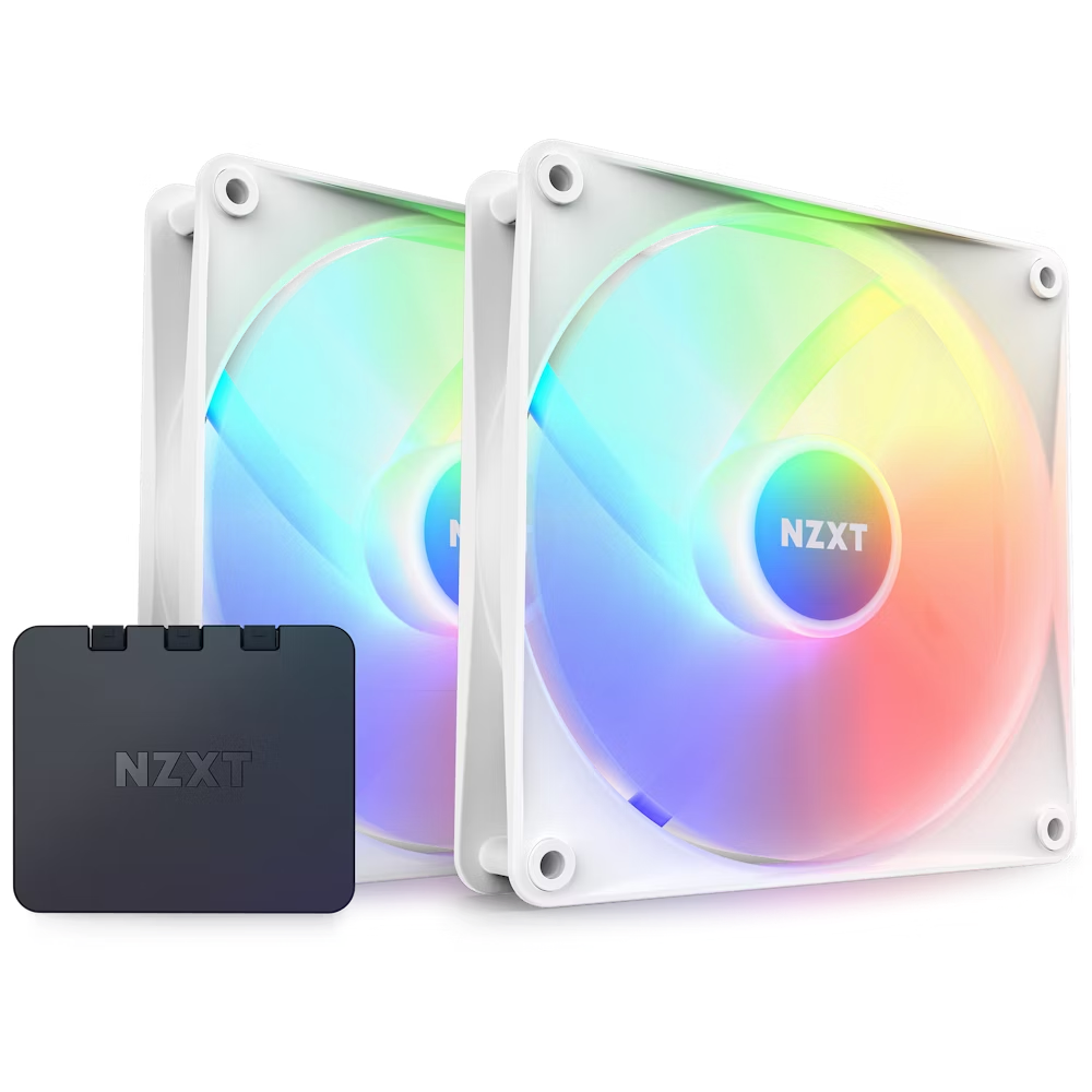 NZXT RF-C14DF-W1 F140RGB Core - 140mm Hub-mounted RGB Fan - Twin Pack (White) w/RGB Controller