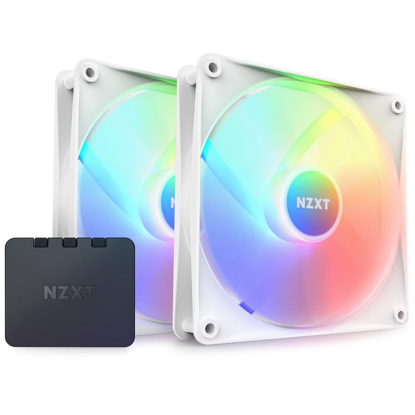 NZXT RF-C14DF-W1 F140RGB Core - 140mm Hub-mounted RGB Fan - Twin Pack (White) w/RGB Controller