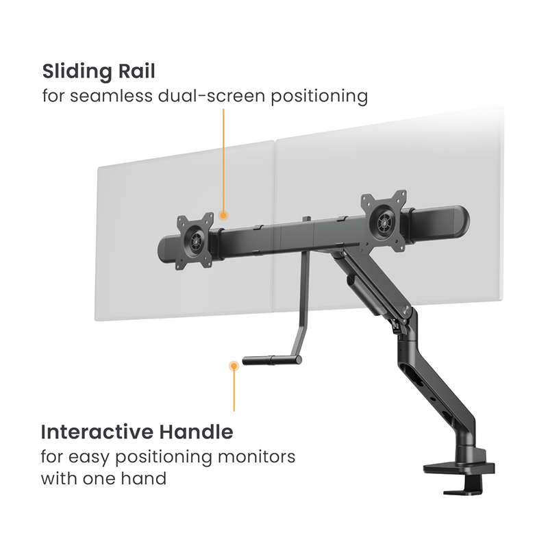 Brateck LDT81-C024-B NOTEWORTHY HEAVY-DUTY GAS SPRING DUAL MONITOR ARM Fit Most 17"-35" Monitor Fine Texture Black