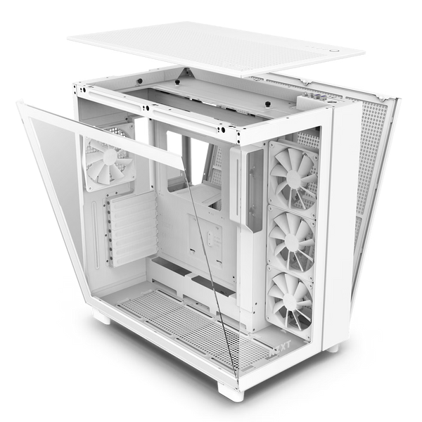 NZXT CM-H91FW-S1 H9 Flow (2023) Dual-Chamber Mid-Tower Case without Fans (SI) - All White